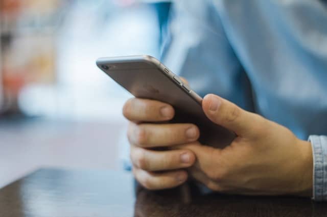 Person holding a smartphone