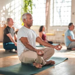 Senior yoga class