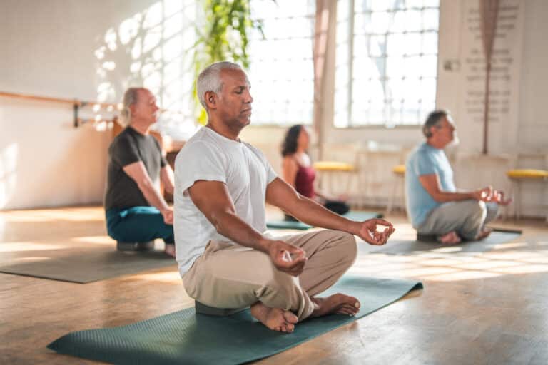 Senior yoga class